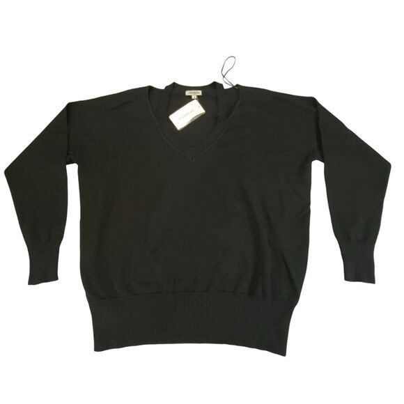 Jamison Oliva Cutout V Neck Pullover Sweater Womens Medium Black - MSRP $88 - Picture 10 of 12